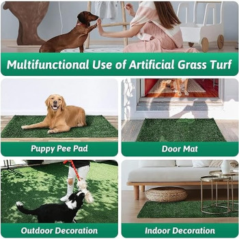 3 Tires Indoor Puppy Dog Potty Training Pee Pad Mat Tray Grass Toilet With Tray, Pink Colour, 60 x 40cm