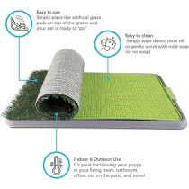 3 Tires Indoor Puppy Dog Potty Training Pee Pad Mat Tray Grass Toilet With Tray, Pink Colour, 60 x 40cm