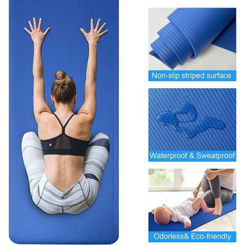 Exercise Yoga Mat For Women and Men, Navy Blue Colour