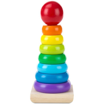 Melissa And Doug Creative And Educational Shape Wooden Rainbow Stacker Classic Toy For Kids, 8.89 x 8.89 x 21.59cm