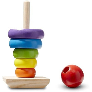 Melissa And Doug Creative And Educational Shape Wooden Rainbow Stacker Classic Toy For Kids, 8.89 x 8.89 x 21.59cm