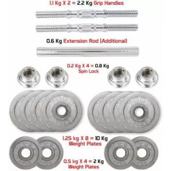2-Piece Chrome Load Dumbbell, 15 Kg Each
