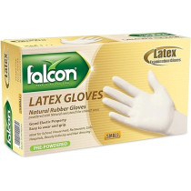 Falcon 100-Pieces Powdered Latex Disposable Examination Gloves White Medium