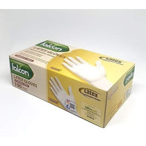 Falcon 100-Pieces Powdered Latex Disposable Examination Gloves White Medium