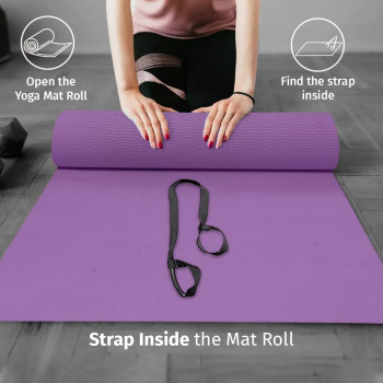 Peace Yoga Mat For Meditation, Fitness And Exercise, Purple Colour