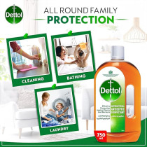 Dettol 2-Piece Disinfectant 750 ml With Anti bacterial Antiseptic Liquid 500 ml, Orange Colour
