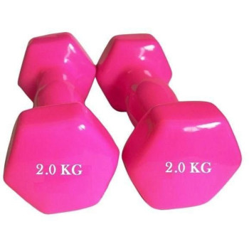 2-Piece Classic Vinyl Dumbbell Set , Colour Pink, 2 Kg Each