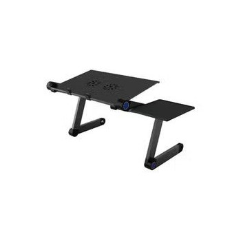 Slypnos Aluminum Adjustable Notebook Laptop Stand From With Cooling Fans, Detachable Mouse Black