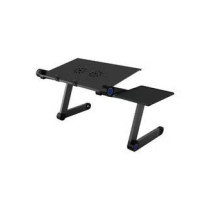 Slypnos Aluminum Adjustable Notebook Laptop Stand From With Cooling Fans, Detachable Mouse Black