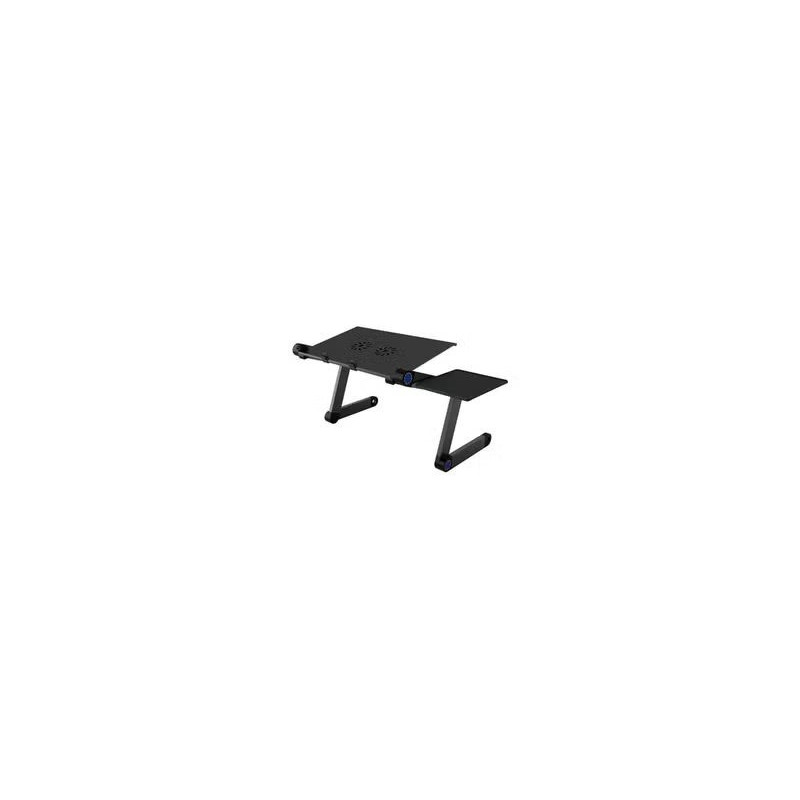 Slypnos Aluminum Adjustable Notebook Laptop Stand From With Cooling Fans, Detachable Mouse Black