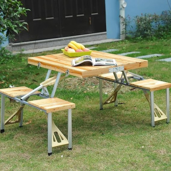 Folding Picnic Table 86cm, Brown Colour