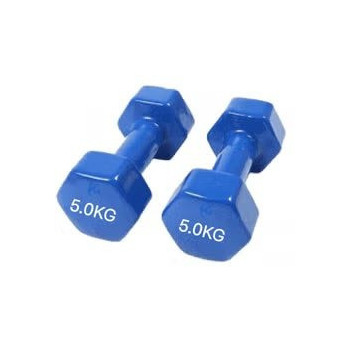 2-Piece Vinyl Weight Lifting Training Dumbbell Set, 5 Kg Each