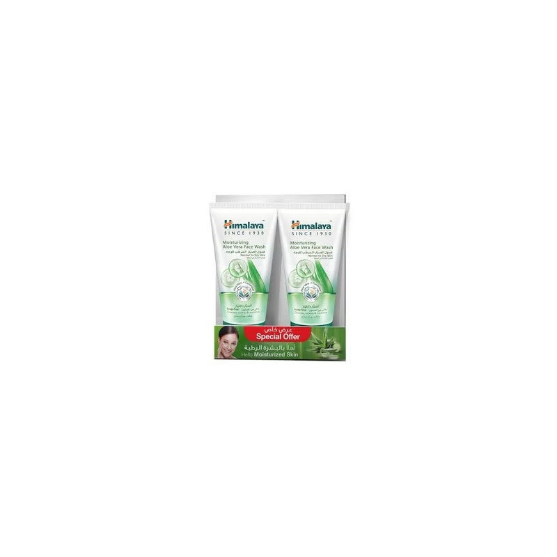 Himalaya Moisturizing Aloe Vera Face Wash And Cream Based Cleanser 150 ml, Pack Of 2