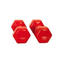 2-Piece Double Dumbbells Vinyl, Colour Red, 2 Kg Each