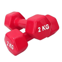 2-Piece Double Dumbbells Vinyl, Colour Red, 2 Kg Each