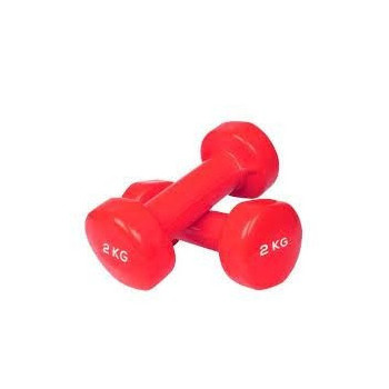 2-Piece Double Dumbbells Vinyl, Colour Red, 2 Kg Each