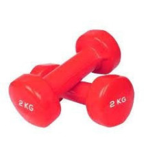2-Piece Double Dumbbells Vinyl, Colour Red, 2 Kg Each