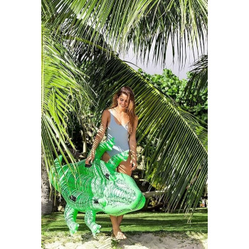 Intex Crocodile Gator Ride-On Pool Float 66x 34 Inch, Green Colour