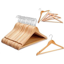 Home Bo x 4-Piece Rotating Wooden Hanger Set 8 x 36cm, Beige Colour