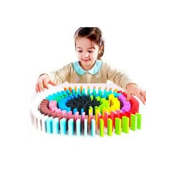 Wooden Dominos Blocks Set, Kids Game Educational Play Toy, Domino Racing Toy Game, Multicolor