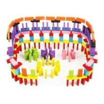 Wooden Dominos Blocks Set, Kids Game Educational Play Toy, Domino Racing Toy Game, Multicolor