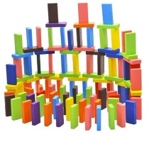 Wooden Dominos Blocks Set, Kids Game Educational Play Toy, Domino Racing Toy Game, Multicolor