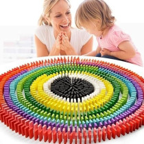 Wooden Dominos Blocks Set, Kids Game Educational Play Toy, Domino Racing Toy Game, Multicolor