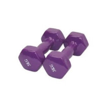 2-piece Double Dumbbells Vinyl Set, Colour Purple, 3 Kg Each
