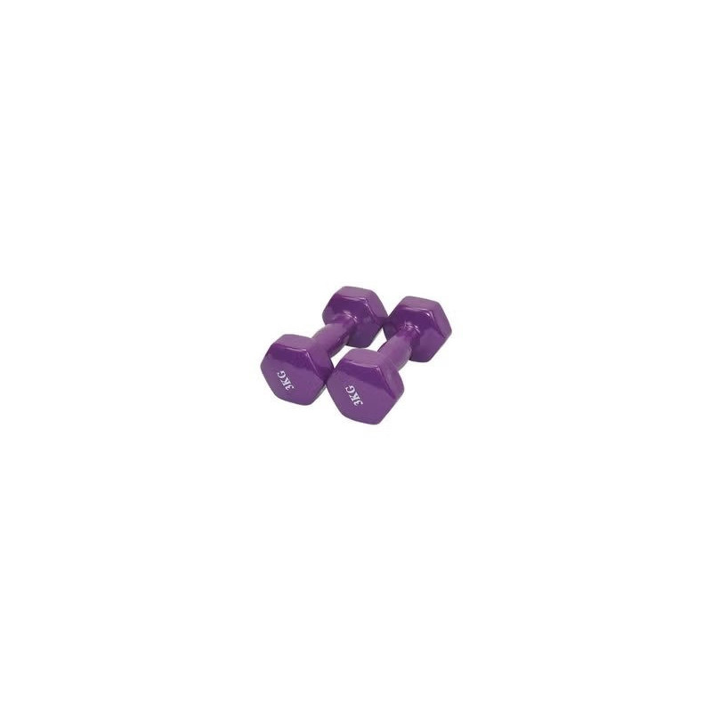 2-piece Double Dumbbells Vinyl Set, Colour Purple, 3 Kg Each