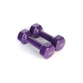 2-piece Double Dumbbells Vinyl Set, Colour Purple, 3 Kg Each