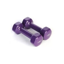 2-piece Double Dumbbells Vinyl Set, Colour Purple, 3 Kg Each