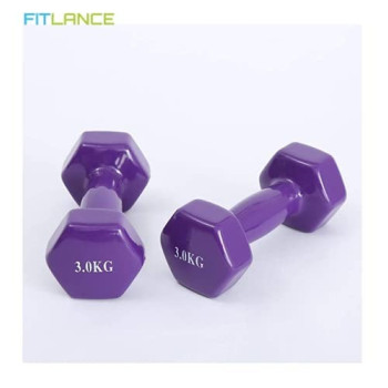 2-piece Double Dumbbells Vinyl Set, Colour Purple, 3 Kg Each
