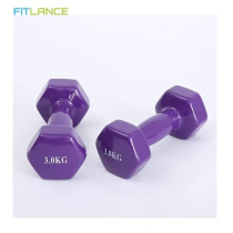 2-piece Double Dumbbells Vinyl Set, Colour Purple, 3 Kg Each