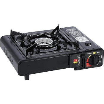 4-Piece Camping Stove With Butane Gas Catridge Two Way,  Black Colour