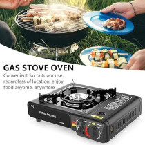 4-Piece Camping Stove With Butane Gas Catridge Two Way,  Black Colour