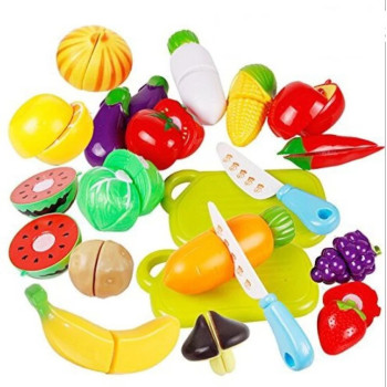 Beauenty 16- Piece Classic Cutting Vegetables And Fruit Kitchen Toy Set, 10 x 4.5 x 4.5cm For Kids