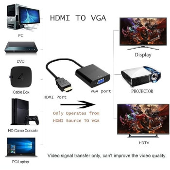 Vga Female To Hdmi Male Cable Adapter, Black Colour