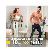 UX 5 Tube Fitness Resistance Bands Set With Door Anchor, Handles, Portable Bag And Legs Ankle