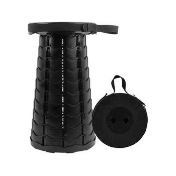 Folding Telescopic Stool Pure Black Colour, 26 x 7.5 x 26cm