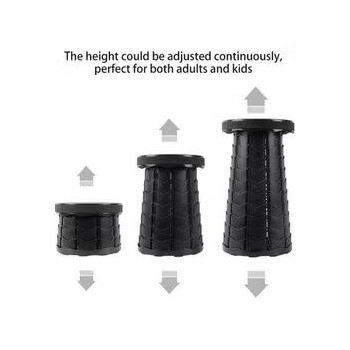 Folding Telescopic Stool Pure Black Colour, 26 x 7.5 x 26cm