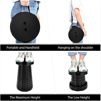 Folding Telescopic Stool Pure Black Colour, 26 x 7.5 x 26cm