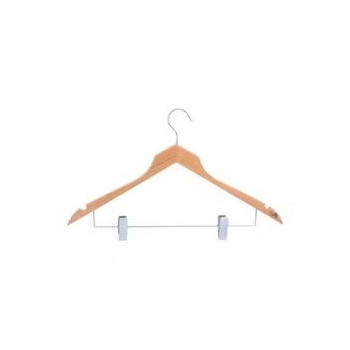 Veil Wooden Hanger With Clips, Beige Colour