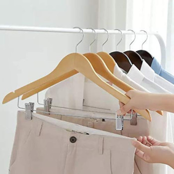 Veil Wooden Hanger With Clips, Beige Colour