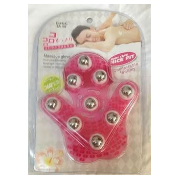 Massage Gloves With Metal Roller, Pink Colour