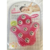 Massage Gloves With Metal Roller, Pink Colour