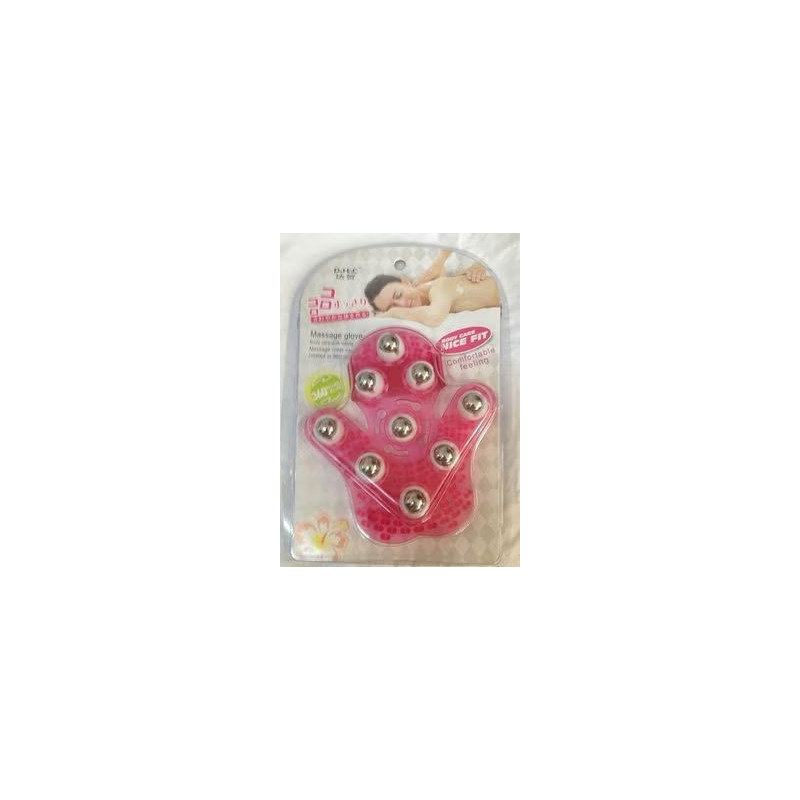 Massage Gloves With Metal Roller, Pink Colour