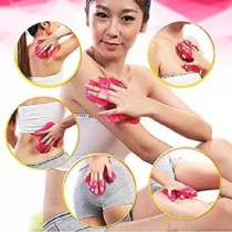 Massage Gloves With Metal Roller, Pink Colour
