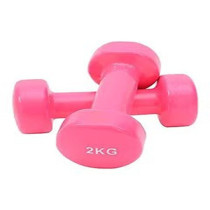 Set Of 2 Vinyl Dumbbells, Pink Colour, 2 Kg Each