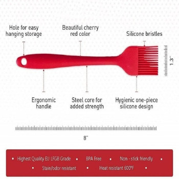 5-Piece Silicone Brush Baking Bbq Brush Red Colour, 20 x 10 x 10cm