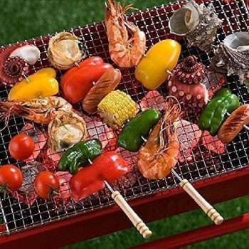 4-Piece Bbq Skewer Set, Silver Colour